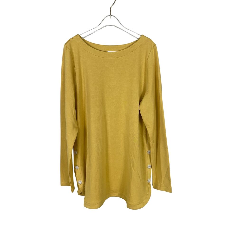J.Jill Jersey Knit Tunic Top Butter Yellow Size Medium Effortless Casual NWT